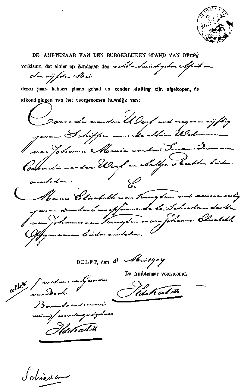 19070508 ondtr akte Cornelis vd Werf - Maria E v Krugten